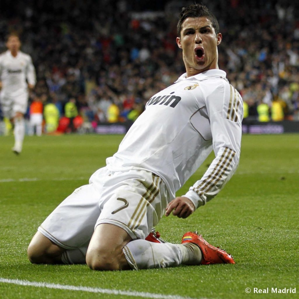 Cristiano Ronaldo no Real Madrid a festejar