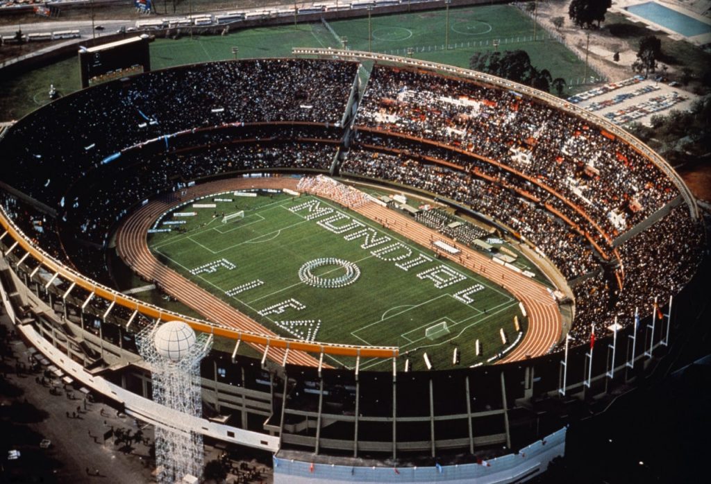 estádio Monumental na cerimónia de abertura do mundial de futebol de 1978