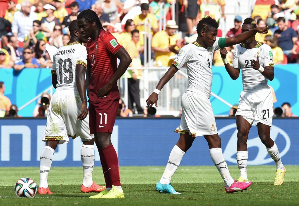 Selecção do Gana a festejar um golo frente a Portugal em 2014