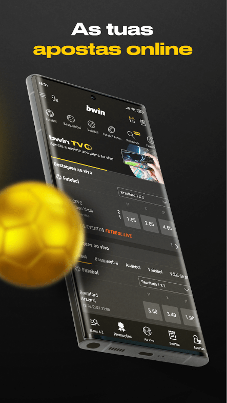 telemóvel com a app bwin para apostas desportivas