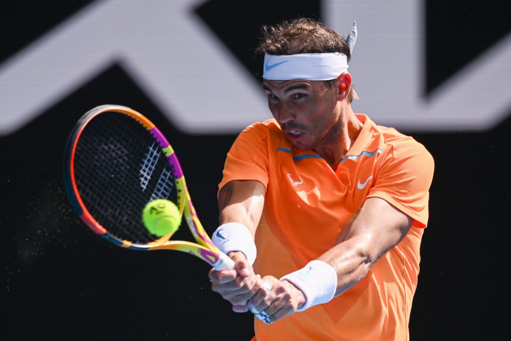 Rafael Nadal no open australia de 2023 antes da sua lesão