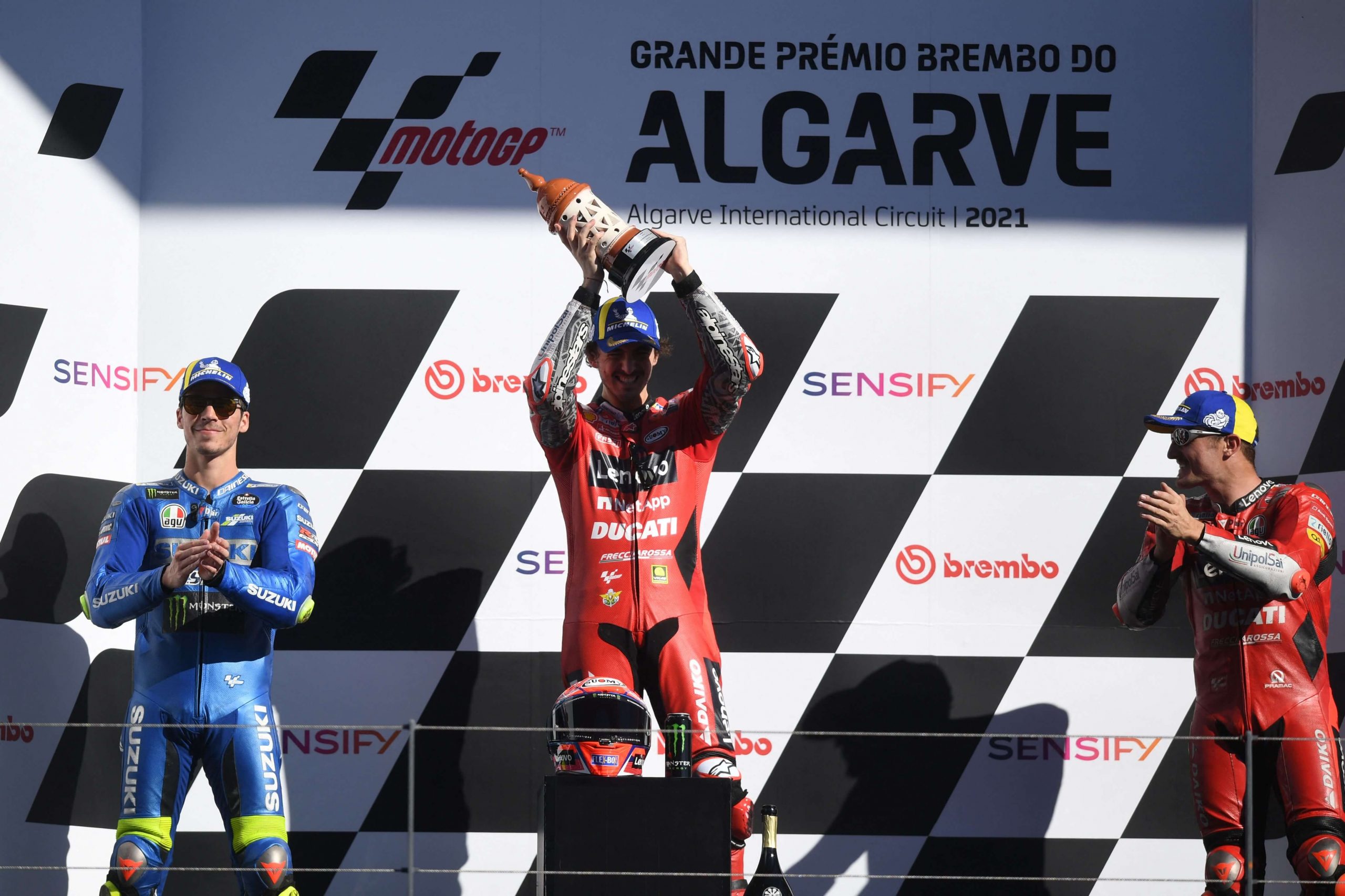 Pódio do MotoGP Algarve em 2021